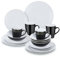 vancasso serie Lento Vajillas Completas Modernas de 16 piezas para 4 Personas, Plato Llano, Plato de Postre, Cuenco y Taza, Redonda Mate Blanco Ceramica