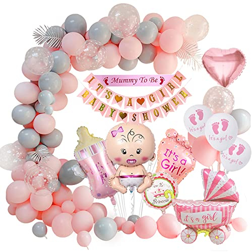 Baby Shower Girl Decorations, Baby Party Decorations Rosa Palloncini Nascita Bimbo, Gender Reveal Balloon, Baby Shower Banners, Mummy to Be Sash, Baby Foil Balloon for Benvenuto Nascita Bambino