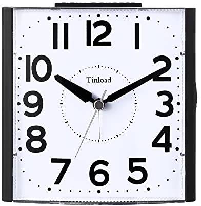 Tinload Analog Seniorenwecker mit Nachtlicht, 4.7 Zoll großes Zifferblatt, Tischuhr mit Schlummerfunktion, laut, ansteigendem 3-stufigem Glockenton, Batteriebetrieben