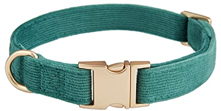 YUDOTE Ultraweiches Hundehalsband natürliche Baumwolle Cord für Mittel Hunde mit empfindlicher Haut,Grün