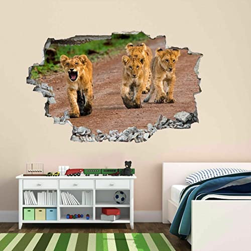 Löwenbabys Serengeti Afrika Wilde Tiere 3D Wandtattoo Wandtattoo Kinder