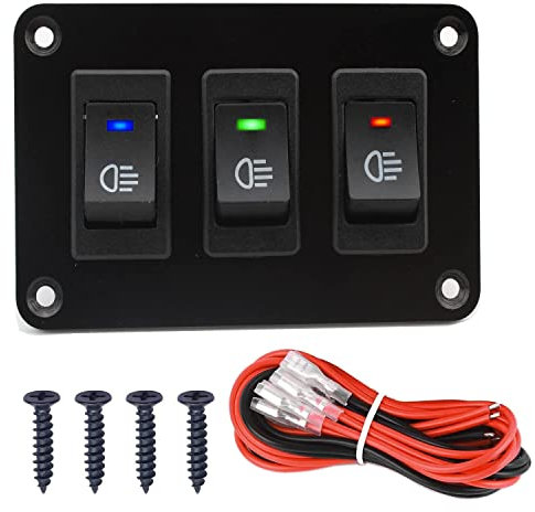 RUNCCI-YUN 12v KFZ schalter,wippschalter panel 12V 2 polig 2P SPST an-aus Schalter für Nebelscheinwerfer wippschalter 12v beleuchtet kfz für Auto Boot (12V 30A/Rot+Blau+Grün)