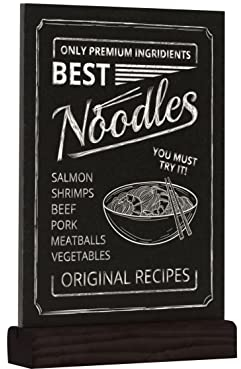 EUROPEL Kreidetafel Tischaufsteller, A5, Hochformat, Sockel aus Kiefernholz mit mattschwarzer Oberfläche, doppelseitig, für wasserbasierte Marker, für Restaurants, Hotels, Konferenzen, Festivals