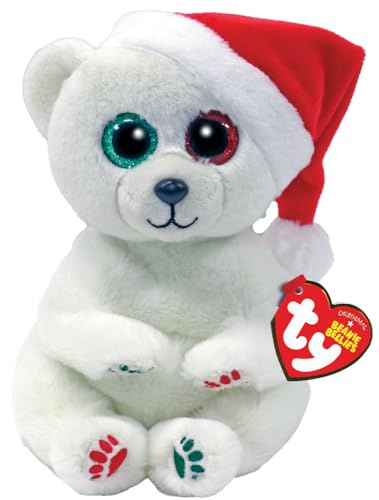 Ty UK Emery Polar Bear Beanie Belly | Christmas 2022 Beanie Baby Soft Plush Toy | Collectible Cuddly Stuffed Teddy, White, 20cm