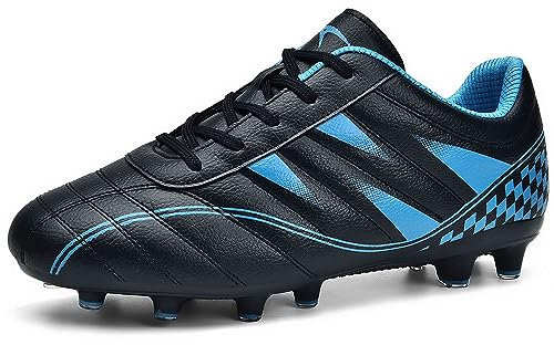 ASHION Fußballschuh Kinder Fussballschuhe Footballschuhe Outdoor Athletic Soccer Schuhe Z01,C Schwarz Blau,37 EU