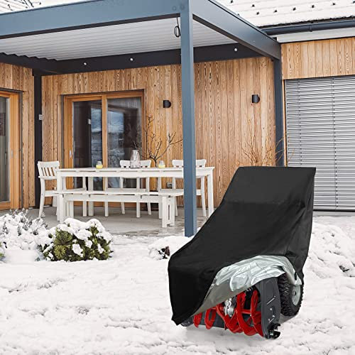 Schneefräse Abdeckung, Universelle Abdeckung Für Schneegebläse, Wasserdicht, UV, Schmutz und Schneefest, Außenschutz Schneeschaufelhaube mit Kordelzug und winddichten Schnallen (Schwarz)