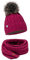 ELIMELI® Mütze Schal Damen Winter Kombi Set - warme Strickmütze Wintermütze mit Bommel und EIN passender Schal - Slouch Strick Beanie Bommelmütze (Fuchsia - Set mit Schal)