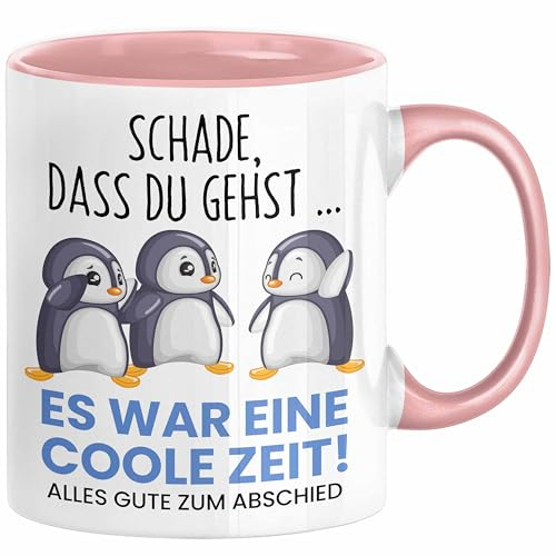 Trendation - Schade Dass Du Gehst Tasse Geschenk zum Abschied Jobwechel Abschiedsgeschenk Arbeitskollegin (Rosa)