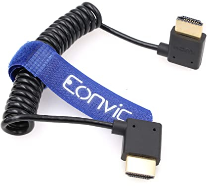 Eonvic 2.1 HDMI Spiralkabel 8K HDMI auf HDMI Kabel High Speed Thin HDMI Stecker auf Stecker Extender Spiralkabel für Atomos Ninja V, Sony a7siii, Portkeys BM5 Monitor