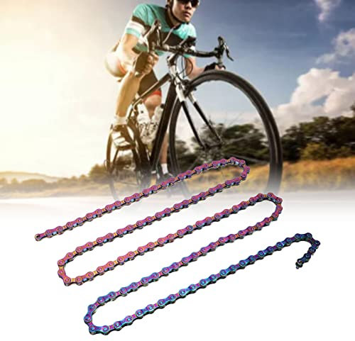 Cyrank Galvanisierte Bunte Fahrradkette, 6/7/8 Gang, Dreifach, 1/8 Zoll, Karbonstahl, 2500 lbs/in Zugfestigkeit, Variable Geschwindigkeitskette mit Verbindungsstücken für Mountainbike und Rennrad