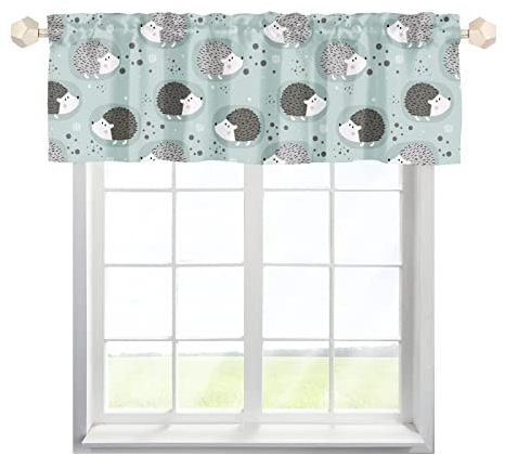 One Lover Igel Tiere Scheibengardine Bistrogardine mit Stangendurchzug Kurzstores Gardinen Elegant Cafehausgardine für kleine Fenster Küche Wohnzimmer Landhaus Multicolor 137x45cm,1 Stück
