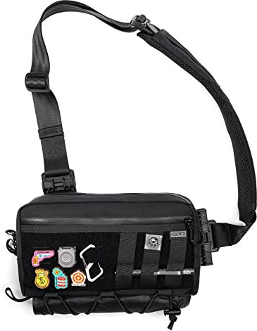 TACTICAL_GEEK Cache L3 EDC Sling Bag Chest Leichter Schulter-Tagesrucksack 500D Nylon Reise Wandern Verdeckte Tragetasche Crossbody Tasche Taktischer Rucksack Wandern Beidhändig Gurt Schwarz