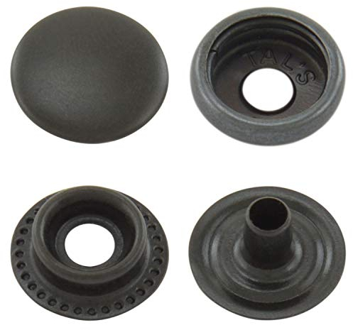 15 mm schwarze Messing Ringfeder Druckknöpfe zum nieten (25 Stück) - Rostfreie Snaps für Bekleidung, Taschen, Leder & DIY Handwerk, Nähzubehör