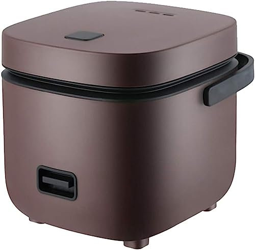 MISKYN Mini-Reiskocher, tragbar, 1,2 l, elektrischer Reiskocher mit Dampfkorb und Spülung, antihaftbeschichtet, 15 Minuten schnelles Kochen, Aufwärmen, Warmhalten, Braun
