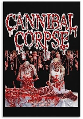Horror-Kunst-Poster, Kannibale Leichenband, Musikalbum, Cover, Poster, Wandkunst, Gemälde, Leinwand, Wanddekoration, Heimdekoration, Wohnzimmer-Dekor, ästhetisch, 40 x 60 cm, ungerahmter Stil
