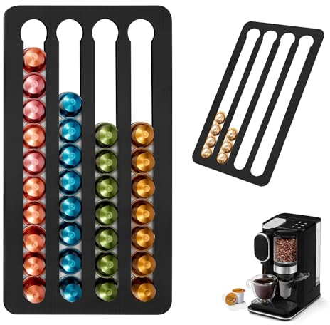 Support Rangement Capsules de Café, Argent Porte Capsule de Café, Distributeur de Capsules de Café Compatible 40 Capsules, Rangement Capsules de Café pour Restaurant, Cuisine, etc. (41 x 22 cm)