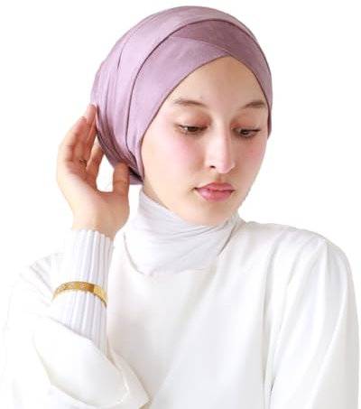 Lamis Hijab Turban zum Anziehen aus Wildleder für muslimische Frauen, TU-5, Fliederfarben, One size