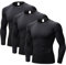 LANBAOSI 3er Kompressionsshirt Herren Langarm Schnell Trocknend Gym Laufen Funktionsshirt Herren Langarm Fitnessshirt Trainingsshirt für Running Workout