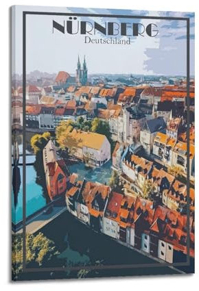 RTAG Poster, Motiv: Stadtreise, Motiv: Stadt, Nürnberg, Deutschland, dekoratives Gemälde, Leinwand, Wandposter und Kunstdruck, modernes Familienschlafzimmer, Dekoration, Poster, 40 x 60 cm