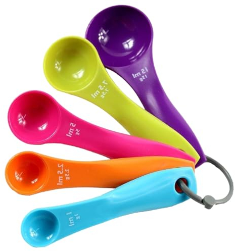 FDCGAS Set cucchiaini dosatori - 5 cucchiai dosatori Colorati con Diverse capacità,misurini Cucina,cucchiai dosatori in plastica per Strumenti dosatori per liquidi e polveri