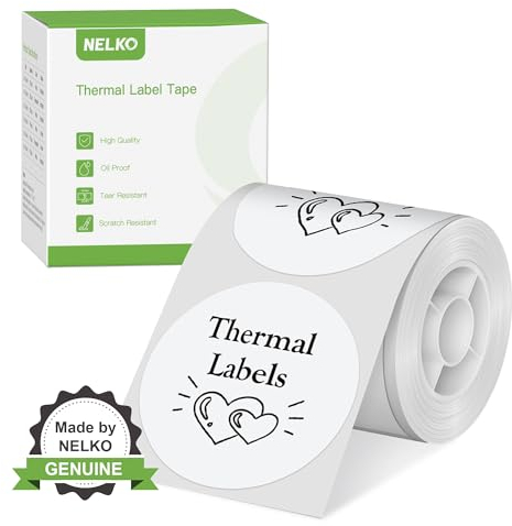 NELKO PM220 Etikettenhersteller-Band, angepasstes Etikettendruckpapier, 50x50 mm, Standard-laminiertes Büro-Etikettierband-Ersatz, Thermo-Etikettenband für Zuhause, Büro, 150 Etiketten/Rolle(weiß)