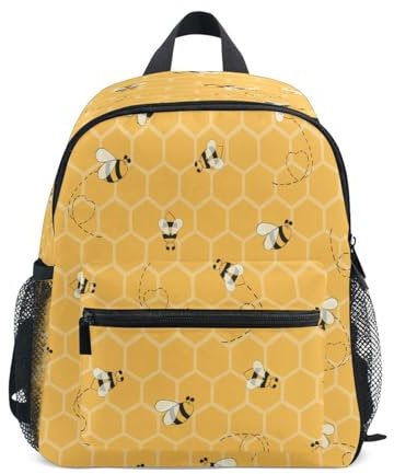 Kinder Kleinkind Mini Rucksack für Jungen Mädchen Gelb Biene Bienenwabe Kinder- Rucksäcke Honig Bienes Schule Tasche with Name Brand