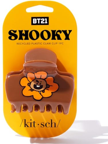 Kitsch BT21 Haarklammern aus recyceltem Kunststoff, mittlere Haarklammer für dünnes und dickes Haar, ideales Geschenk für Frauen, Shooky, 1 Stück