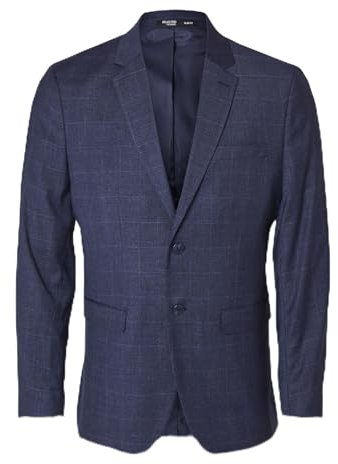 SELETED HOMME Slhslim-Neil Dark Blue Check BLZ Noos Blazer, Bleu foncé/Carreaux : Carreaux, 44
