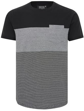 Indicode IDMorler Herren T-Shirt Kurzarm Shirt mit Streifen aus 100% Baumwolle mit Rundhalsausschnitt, Größe:XXL, Farbe:Black (999)