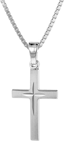 trendor Kreuz-Anhänger 18 mm Weißgold 585 mit Silberkette für Kinder Halskette für Jungen und Mädchen, zauberhaftes Geschenk 75419-42 42 cm