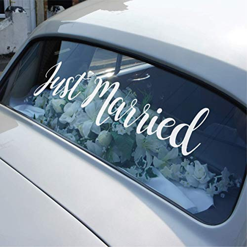 Just Married Autoaufkleber für Brauthochzeit Mr & Mrs, entfernbarer Vinyl-Aufkleber, Typ 2