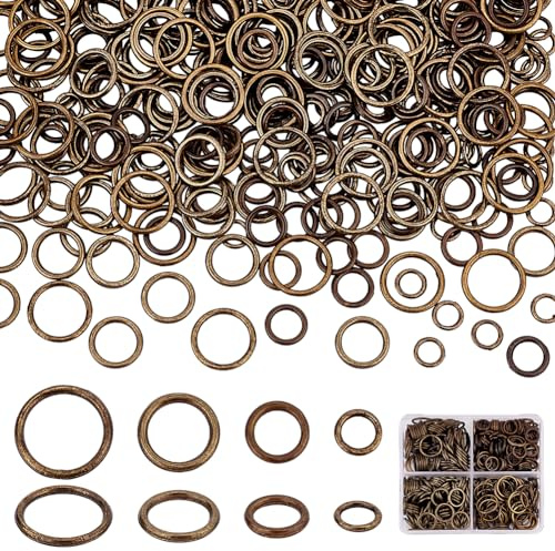 PH PandaHall 360 Stück Geschlossene Biegeringe 6/8/10/12 mm O Ringe Gelötete Biegeringe 16~18 Gauge Antike Bronze Runde Ringe Für Armbänder Halsketten Schlüsselanhänger