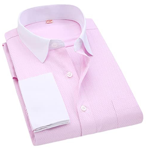 Chemise rayée décontractée à manches longues pour homme Coupe ajustée, Fs17 Jacquard rose, S