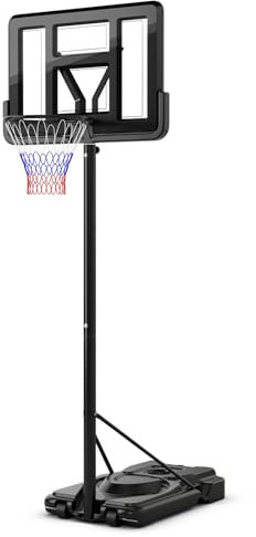 LIFEZEAL Panier de Basket Portable avec roulettes, Panier de Basket-Ball Hauteur Réglable à 9 Positions 230-305 cm, Panneau Arrière en Pet, pour Intérieur Extérieur, Adultes