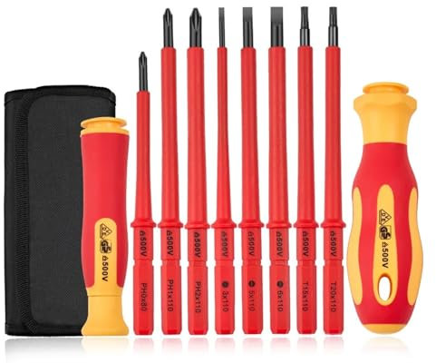 Aqxyju 10PCS Insulated Screwdriver with an Interchangeable Head Plum Blossom Head Slotted Head