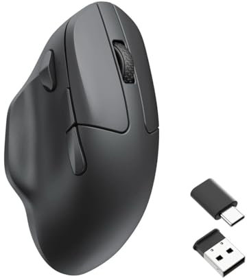 Keychron M7 Souris d'ordinateur sans Fil, 26K DPI Optique, 2.4 GHz/Bluetooth/Filaire avec Bouton Macro 63g Ergonomique et légère, jusqu'à 70 Heures d'autonomie pour Ordinateur macOS/Windows - Noir