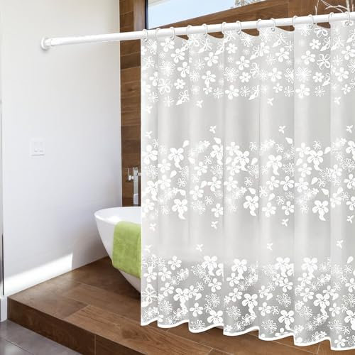Tenda per Doccia Antimuffa 180x180 cm,Tenda Doccia con 12 Anelli Vasca da Bagno,Tende Doccia Asciugatura Rapida Pieghevole,Impermeabile e Resistente Shower Curtain,per Casa Hotel, Semitrasparente
