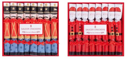Harvey & Mason 16 Saucer Mini Christmas Crackers Afternoon Tea 16 Saucer Mini Christmas Crackers Afternoon Tea Breakfast Xmas Table DecoXmas Table Deco