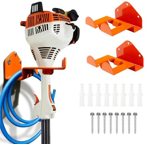 Garage Organizer Trimmer Rack - Garage Wall Hooks, Weedeater Hanger, Tool Hangers for Garage Wall, Garden Power Tool Hanger for Grass Trimmer, Hedge Trimmer, Garage Trimmer, Garden Tools, 2 Pack