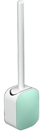 Juego de escobilla de inodoro de silicona con mango largo para limpieza de baño del hogar, montaje en pared, sin ángulo muerto, cepillo limpiador de inodoro en color verde