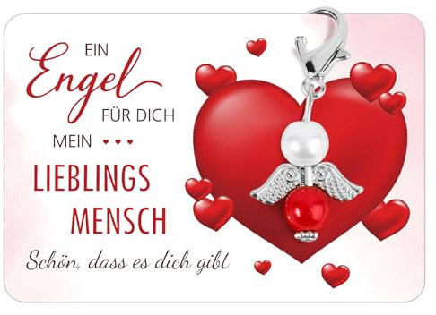 BOFUNX Schutzengel Schlüsselanhänger Lieblingsmensch Geschenkkarte mit Organzasäckchen - Schutzengel Lieblingsmensch Geschenk Valentinstag Muttertag Geburtstag Geschenk