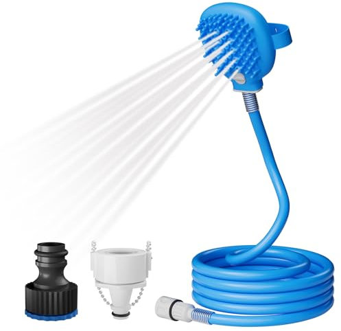 Dog Shower Sprayer, 2 in 1 Bath Massage Brush Scrubber Handheld Pet Shower Grooming Hose Sprayer Silicone Dog Shower Head for Bathing Grooming Massage Outdoor Indoor Bath