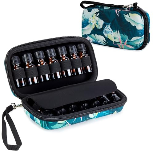 FITNATE Essential Oil Travel Case, 14 Slots Oil Storage | Travel Organizer for 5ml Bottles, EVA Hard Shell, Waterproof & Shockproof, Aromatherapy Gift with Detachable Strap