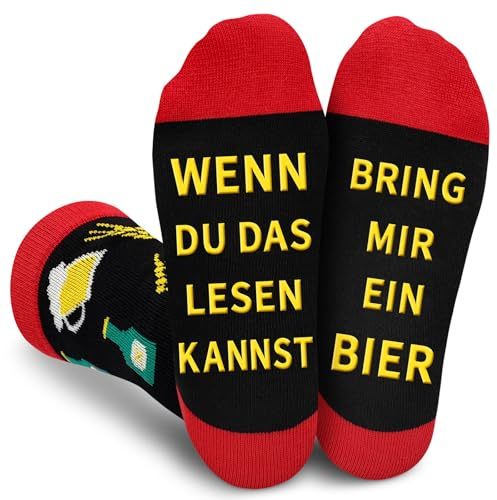 Gemtte Socken Geschenke für Männer, Lustige Socken Bierliebhaber, Wenn Du Das Lesen Kannst, Bring Mir ein Bier/Einen Whisky, Geschenk für Papa Opa Freund Whiskyliebhaber Bierliebhaber