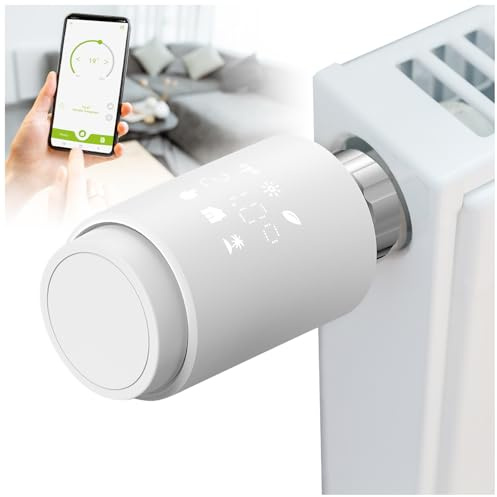 Olympia HT-02Y Smart Thermostat WiFi | Heizkörperthermostat Smart mit Tuya-App, Alexa & Google | Einfache Installation & programmierbar | Heizungsthermostat | Komfortabel & energieeffizient | 1 STK.