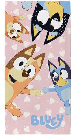 dreamtex Bluey I Love U 100% Cotton Towel for Kids Perfect for Bathroom, Swimming Pool, Sport or Beach o70x140cm (TW3-BLU-ILU-M-24)