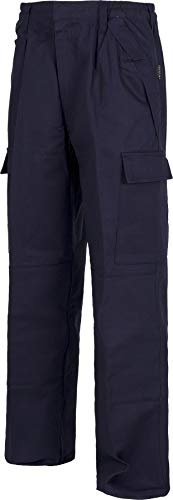 WORKTEAM Pantalón Ignífugo Algodón 100% para Soldadura e Industria, Multibolsillos con Refuerzo en Rodillas y Culera. Unisex Marino 48