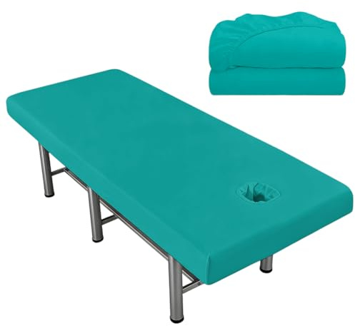 Lot de 2 housses pour table de massage avec trou - 80 x 190 cm - Imperméable et résistante à l'huile - Lavables - Pour tables de maquillage, spa, beauté (vert)