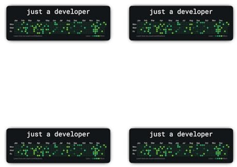 Laminierte Aufkleber: 75 mm, 4 Stück - GitHub Contribution Graph just a developer Sticker