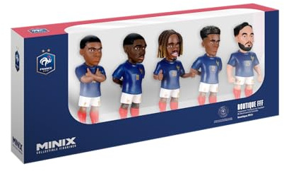 MINIX - Football Stars - Coupe du Monde - Pack - France - 5 Figurines - Figurine à Collectionner 7 cm (Mbappé, Dembelé, Barcola, Doué, Cherki)